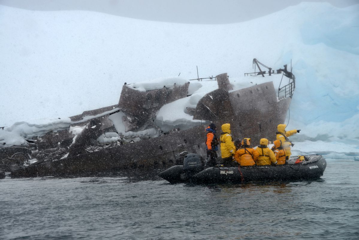 02A Zodiac With Abandoned Old Whaling Ship The Gouvernoren In Foyn Harbour On Quark Expeditions Antarctica Cruise